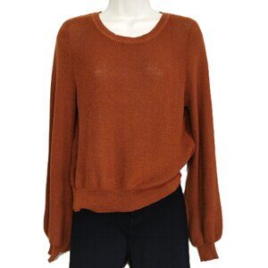 Hippie Rose Sweater Womens Small Brown Knit Long Sleeve Crew Neck